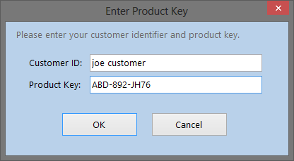 Product Key enter dialog